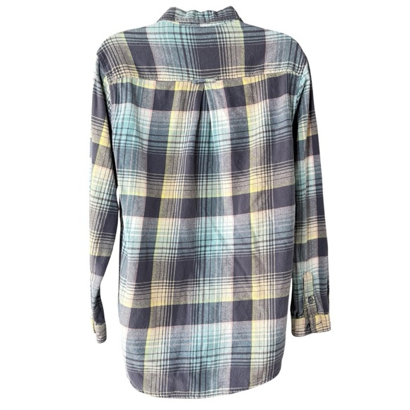 Old Navy Women’s The Boyfriend Shirt Flannel Blur Plaid Button Up Size XS Tall - Picture 5 of 5